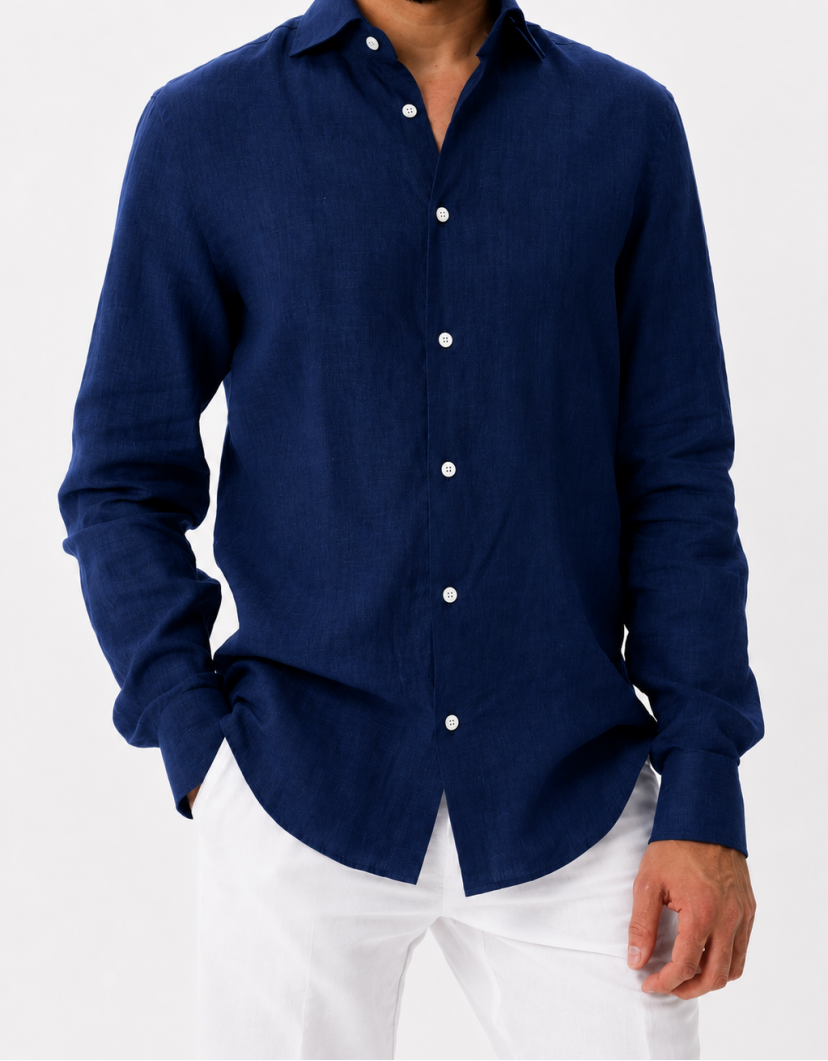Patrick Hellmann Collection Blue Linen Shirt image