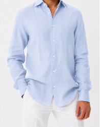 Patrick Hellmann Collection Light Blue Linen Shirt thumbnail 1