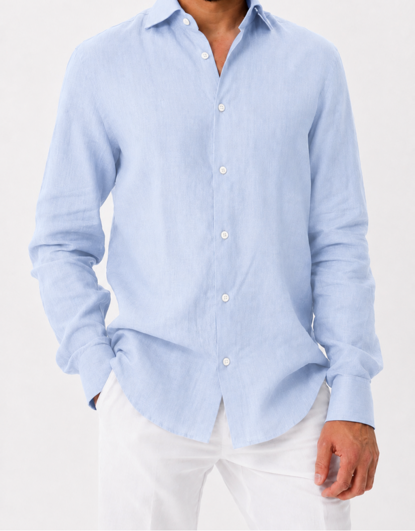 Patrick Hellmann Collection Light Blue Linen Shirt image