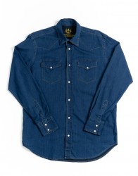 Scissor Scriptor Navy Blue Denim Shirt  thumbnail