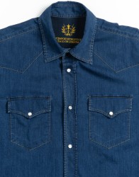 Scissor Scriptor Navy Blue Denim Shirt  thumbnail 1