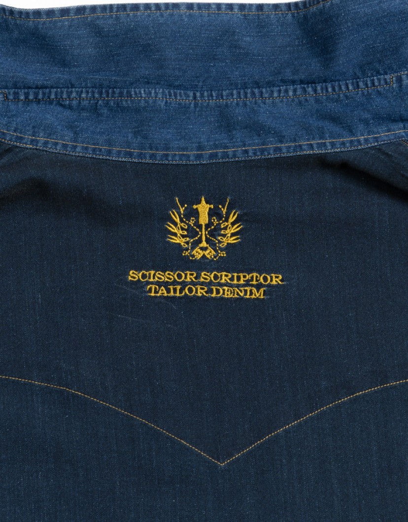 Scissor Scriptor Navy Blue Denim Shirt  image