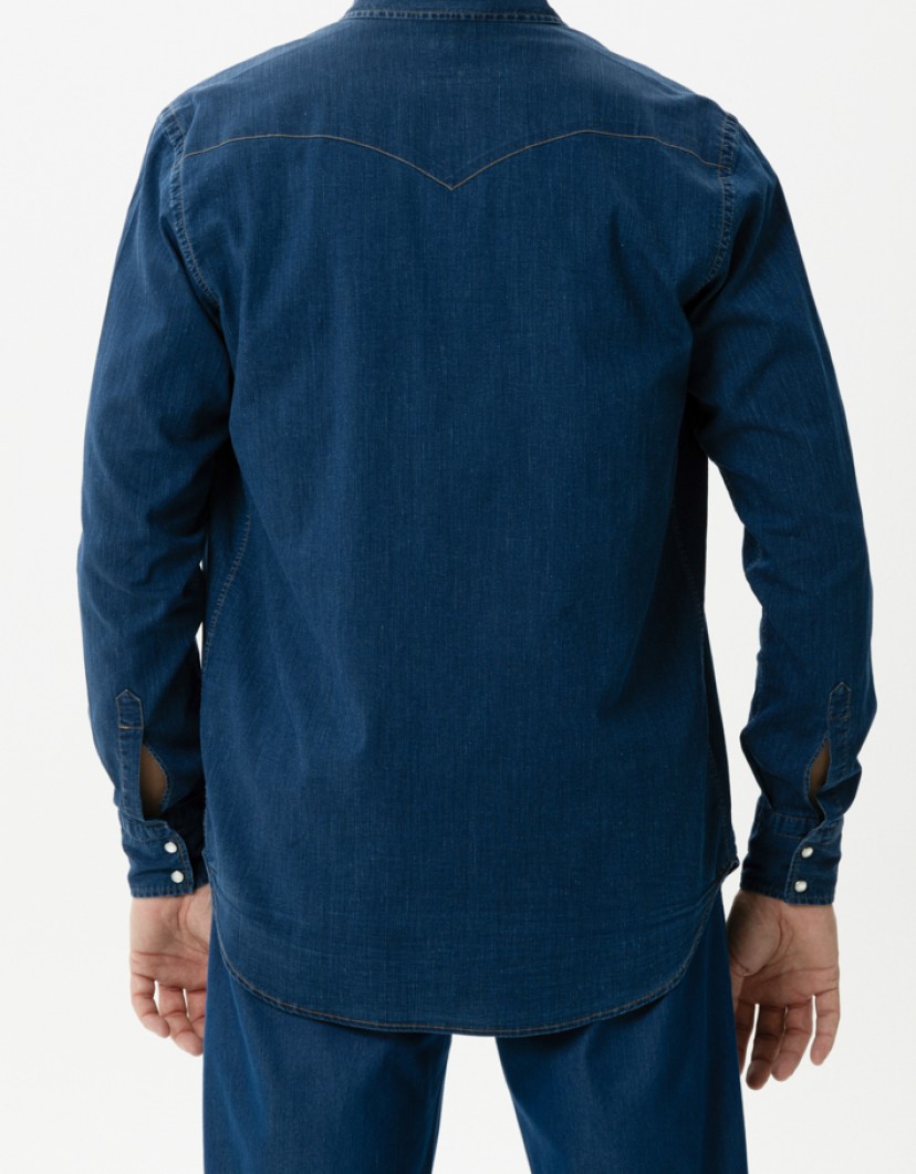 Scissor Scriptor Navy Blue Denim Shirt  image