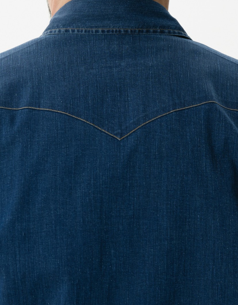 Scissor Scriptor Navy Blue Denim Shirt  image