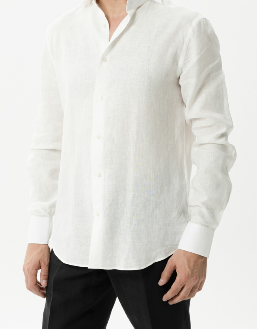 Patrick Hellmann Collection White Shirt 100% Linen image
