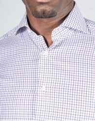 Patrick Hellmann Collection White Shirt With Small Purple And Blue Squares thumbnail 3