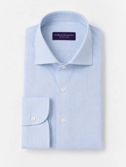 Patrick Hellmann CollectionLight Blue Linen Shirtimage1380