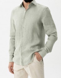 Patrick Hellmann Collection Light Green Shirt 100% Linen thumbnail 1