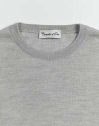 Castello d'Oro Light Grey Jumper Round Neck 100% Merinos Wool thumbnail 2