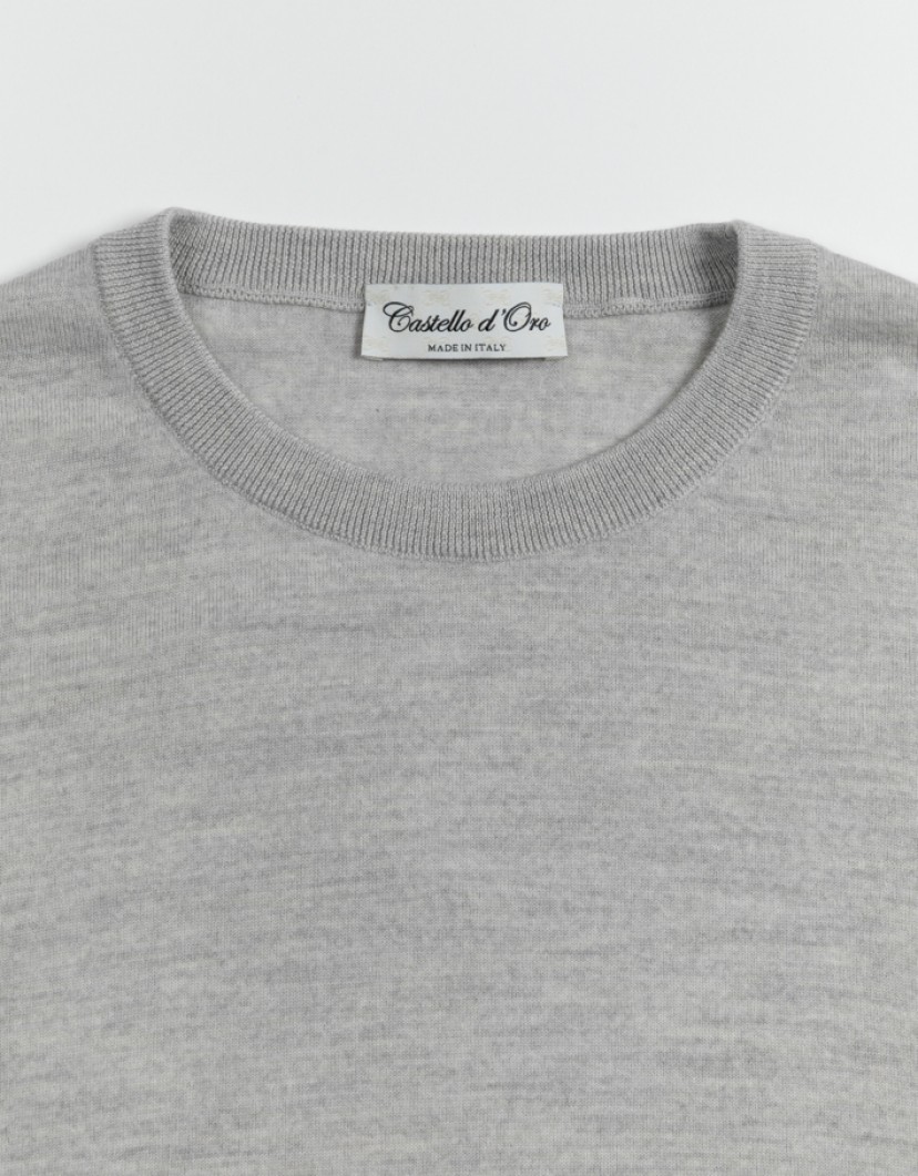 Castello d'Oro Light Grey Jumper Round Neck 100% Merinos Wool image