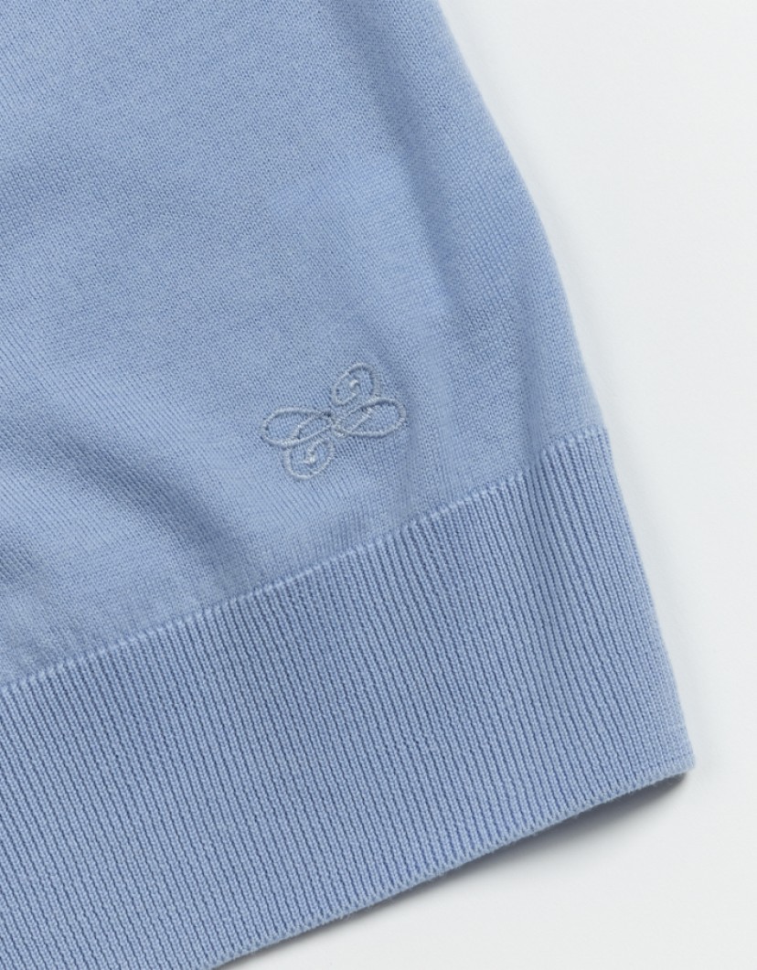 Castello d'Oro Light Blue Polo Long Sleev 100% Merinos Wool image