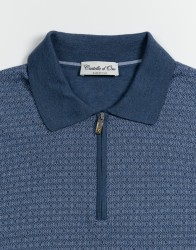 Castello d'Oro Blue Polo Long Sleeve Zip Fastening thumbnail 2