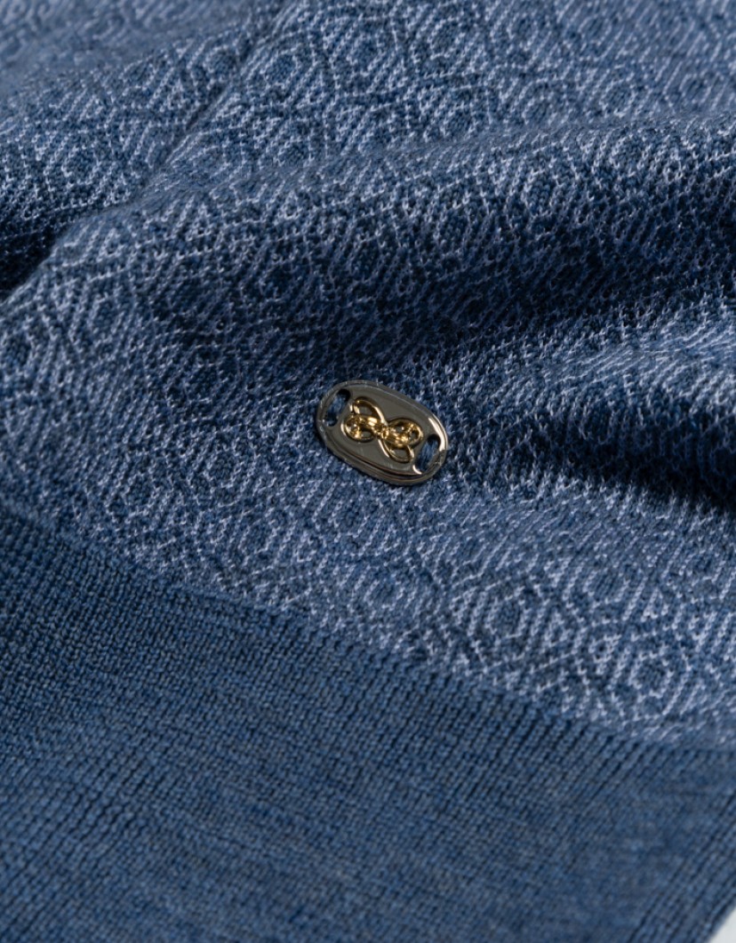 Castello d'Oro Blue Polo Long Sleeve Zip Fastening image