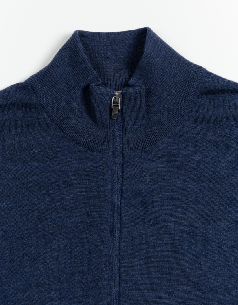 Castello d'Oro Denime Blue Cadrdigan Zip Fastening 100% Merinos Wool image