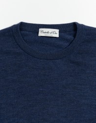 Castello-dOro-Denim-Blue-Jumper-Round-Neck-100-Merinos-Wool-thumbnail-2 Castello d'Oro Denim Blue Jumper Round Neck 100% Merinos Wool thumbnail 2