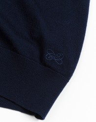 Castello d'Oro Navy Blue Polo Long Sleeve 100% Merinos Wool thumbnail 2
