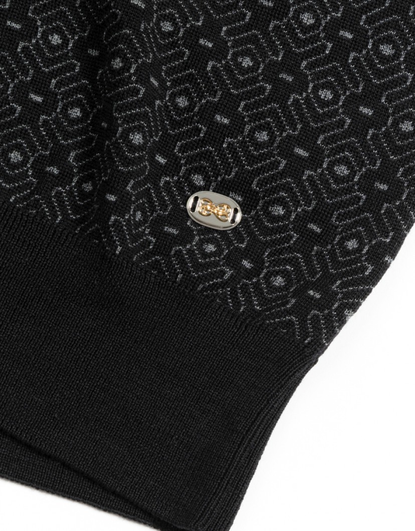 Castello d'Oro Black Polo Long Sleeve Zip Fastening image