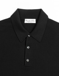 Castello d'Oro Black Polo Long Sleeve 100% Merinos Wool thumbnail 2