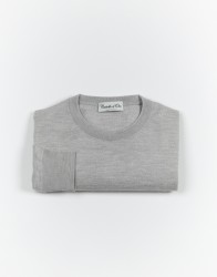 Castello d'Oro Light Grey Jumper Round Neck 100% Merinos Wool thumbnail