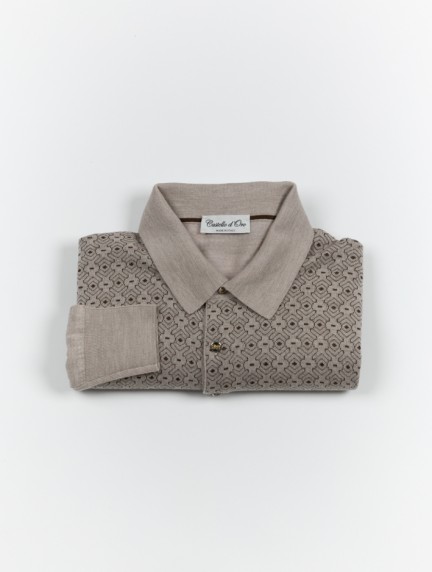Castello D'OroBeige Polo Long Sleeve Button Fasteningimage1331