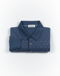 Castello d'Oro Blue Polo Long Sleeve Button Fastening thumbnail