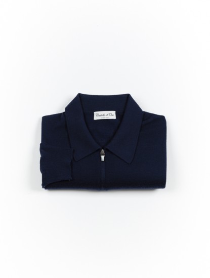 Castello d'OroNavy Blue Polo Long Sleeve 100% Merinos Woolimage1337