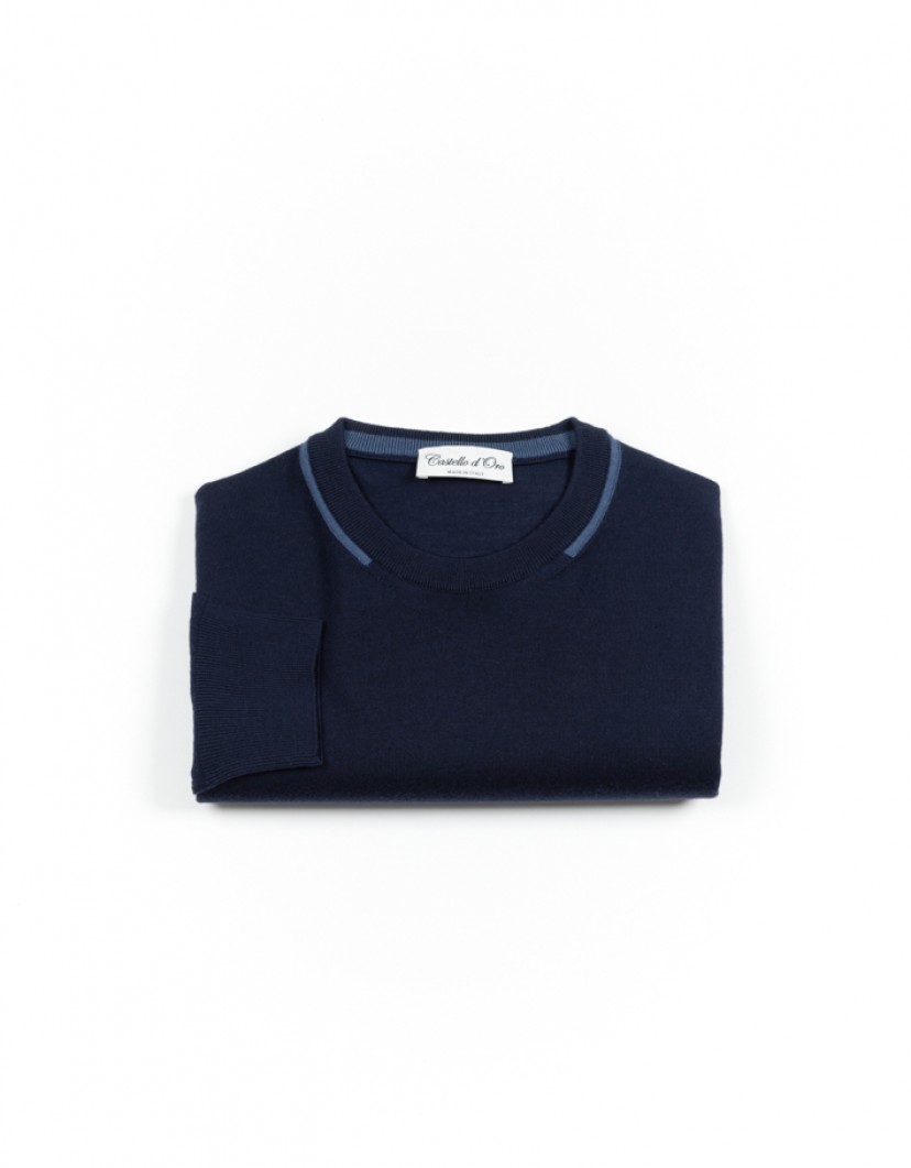 Castello-dOro-Blue-Jumper-Round-Neck-image Castello d'Oro Blue Jumper Round Neck image
