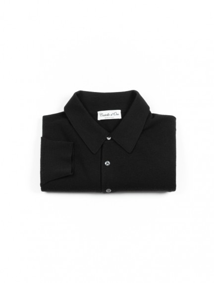 Castello d'OroBlack Polo Long Sleeve 100% Merinos Woolimage1318