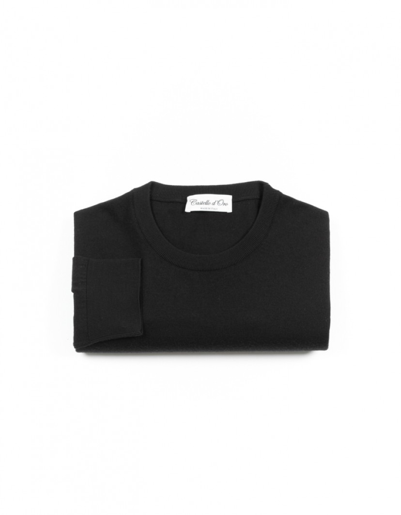 Castello-dOro-Black-Jumper-Round-Neck-image Castello d'Oro Black Jumper Round Neck image