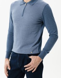 Castello d'Oro Blue Polo Long Sleeve Zip Fastening thumbnail 1