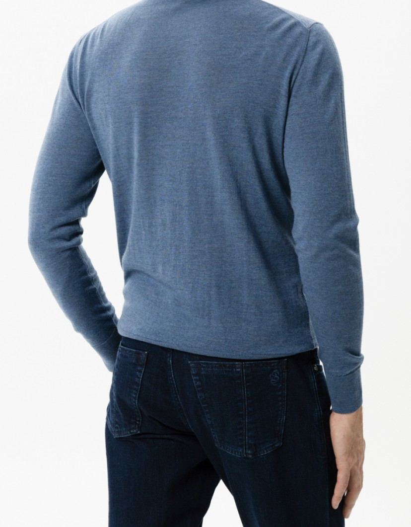 Castello d'Oro Blue Polo Long Sleeve Zip Fastening image