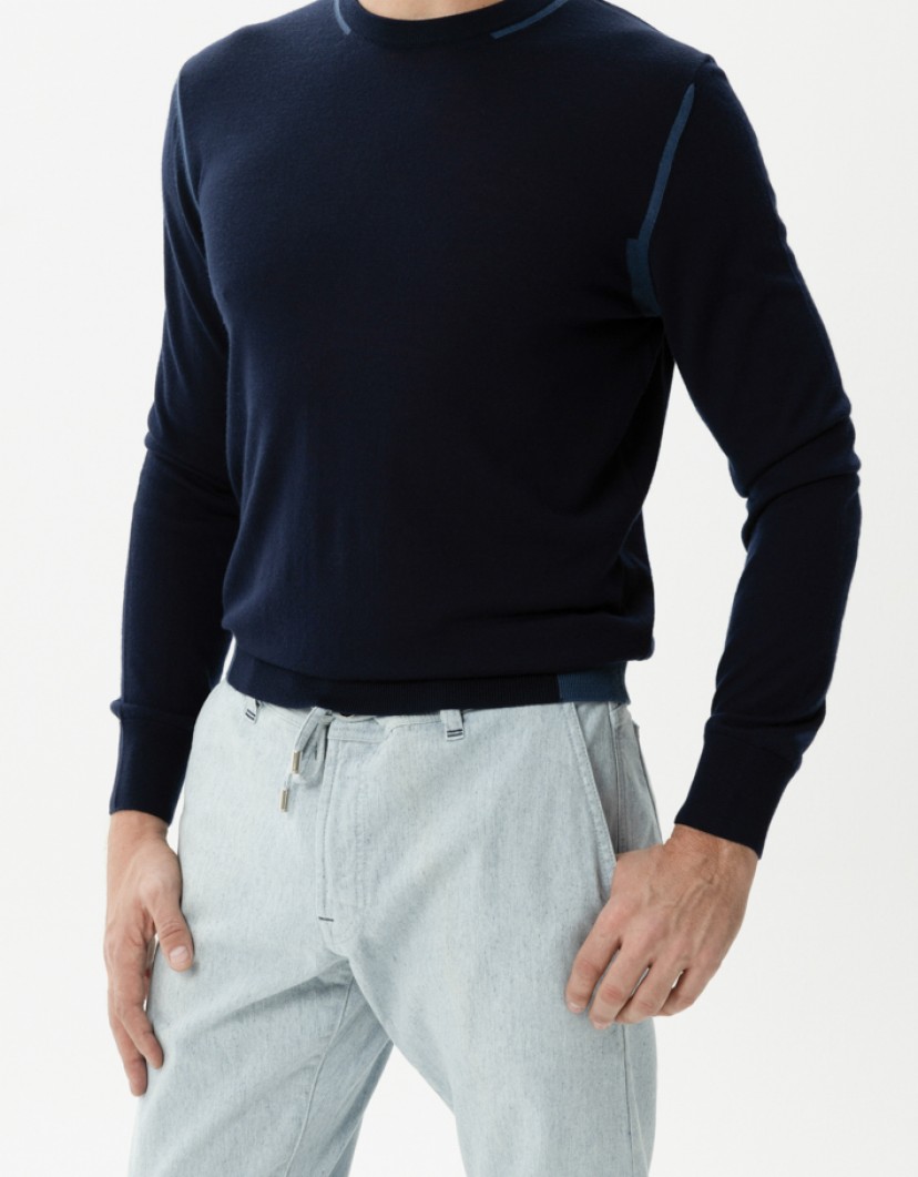 Castello-dOro-Blue-Jumper-Round-Neck-image Castello d'Oro Blue Jumper Round Neck image