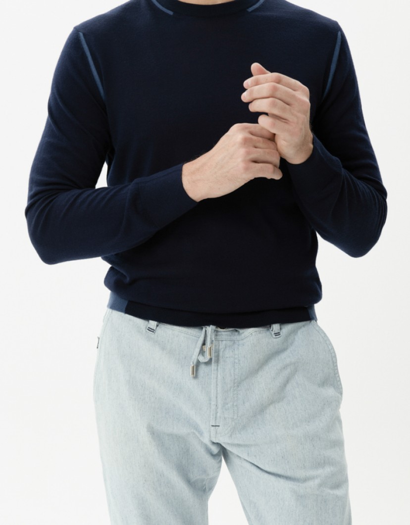 Castello-dOro-Blue-Jumper-Round-Neck-image Castello d'Oro Blue Jumper Round Neck image