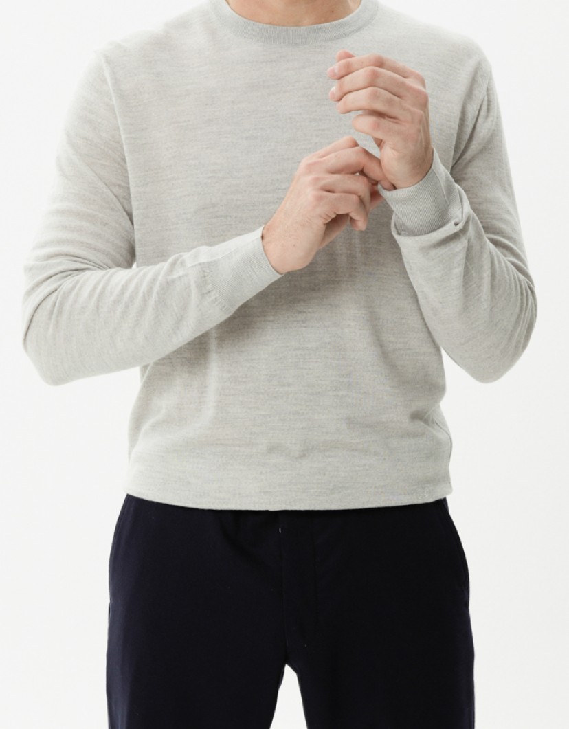 Castello d'Oro Light Grey Jumper Round Neck 100% Merinos Wool image