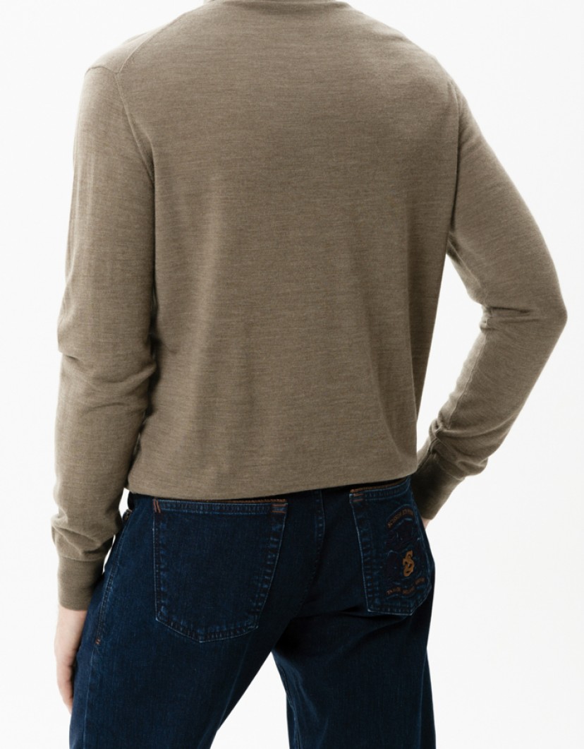 Castello d'Oro Beige Polo Long Sleeve 100% Wool image