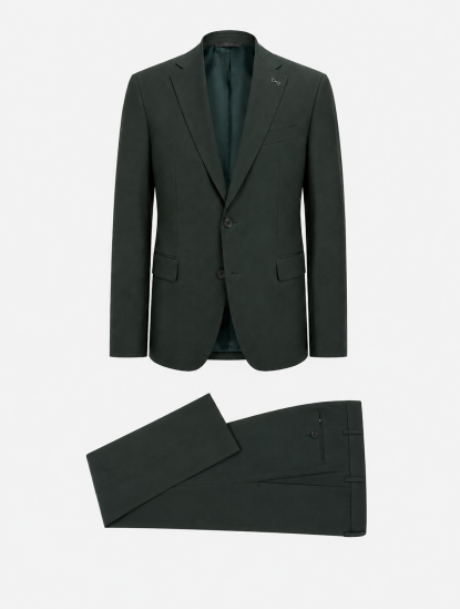 AzzurElegant Forest Green Wool Suitimage1366