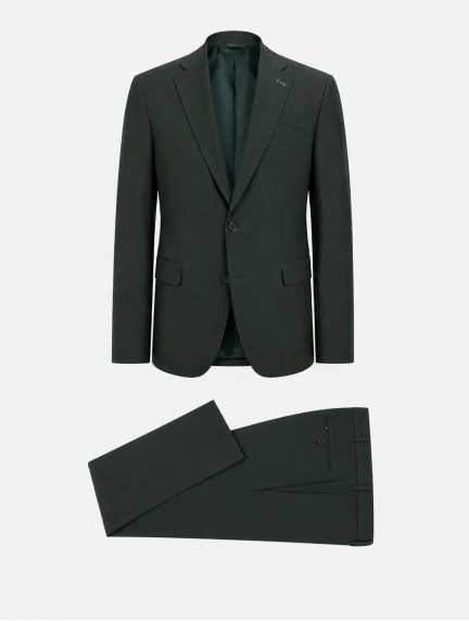 AzzurElegant Forest Green Wool Suitimage1366