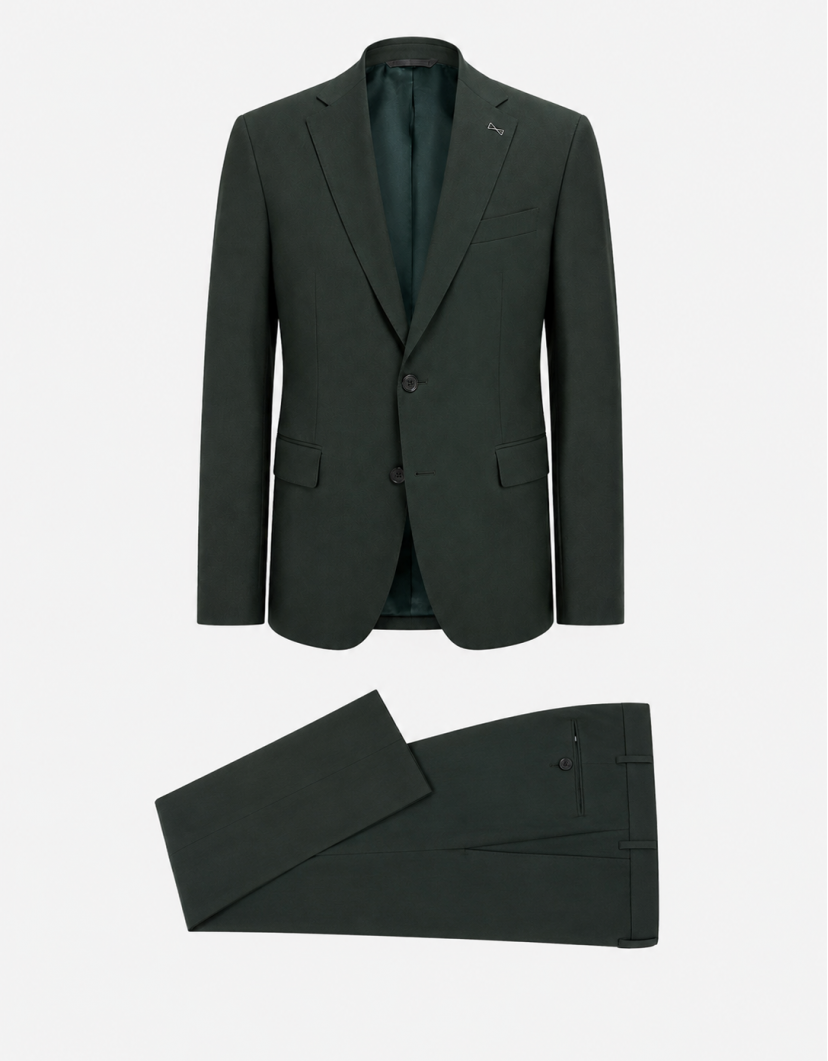 Azzur Elegant Forest Green Wool Suit image