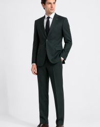 Azzur Elegant Forest Green Wool Suit thumbnail 1