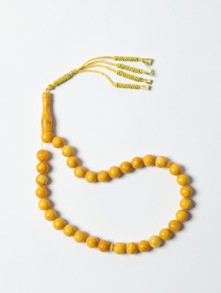 P By PrivilegeButterscotch Amber Prayer Beads with Golden Tasselimage1213