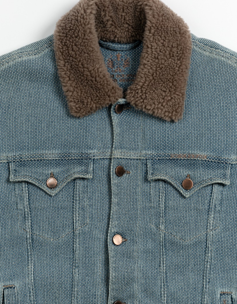 Scissor Scriptor Jeans Jacket With Fur Collar And Lining image