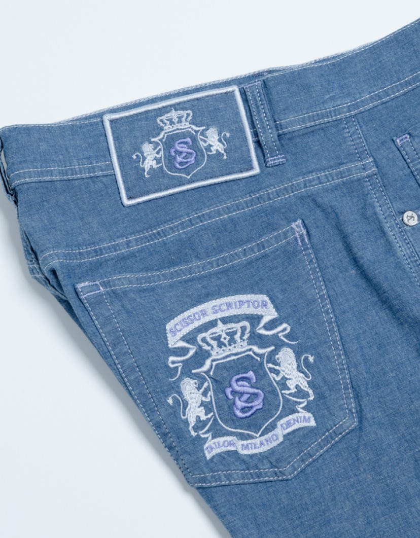 Scissor Scriptor Faded Blue Fine Jeans With Purple Details image