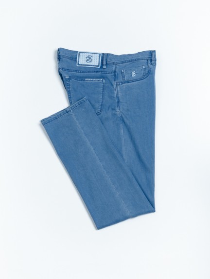 Scissor ScriptorWashed Blue Stretch Jeans With Light Blue Detailsimage1254
