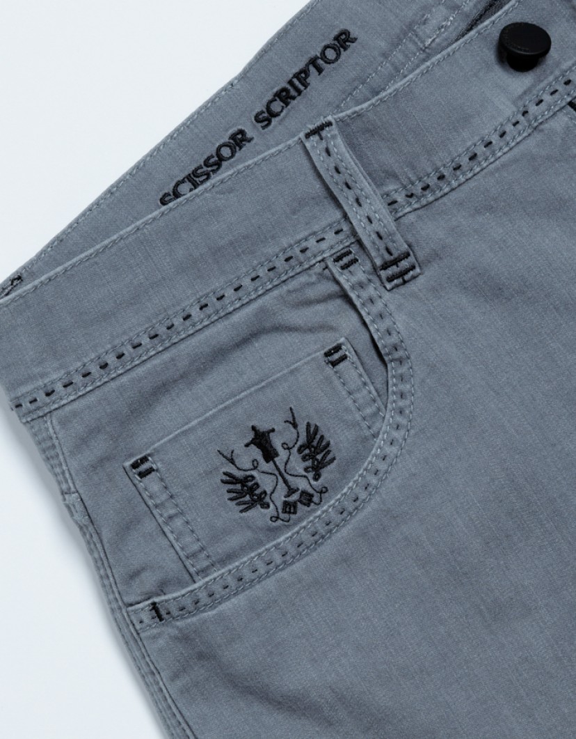 Scissor Scriptor Grey Jeans With Lather Detail image