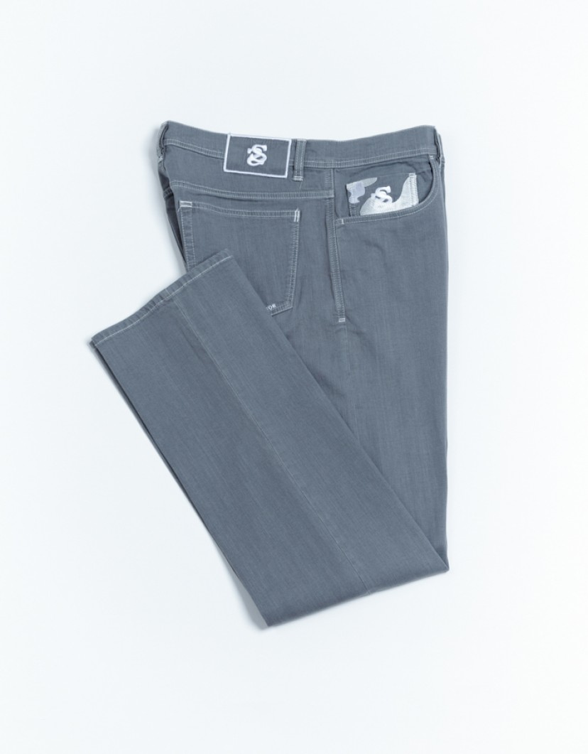 Scissor Scriptor Grey Jeans With White Detais image