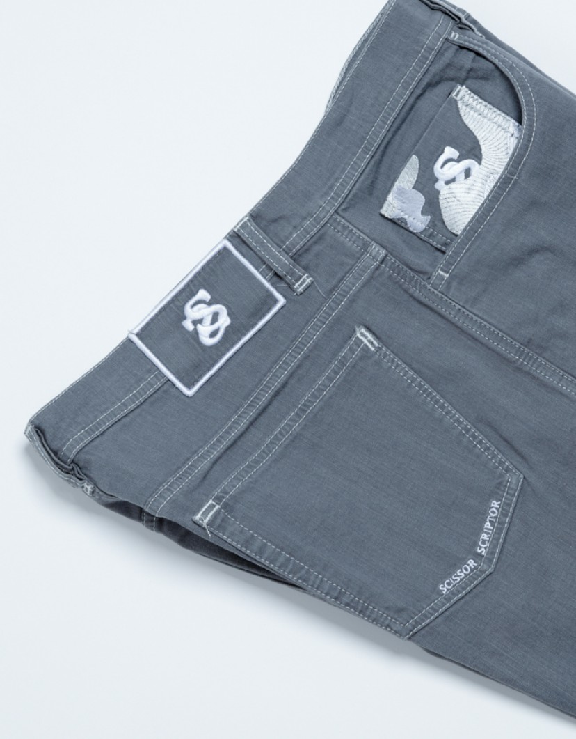 Scissor Scriptor Grey Jeans With White Detais image