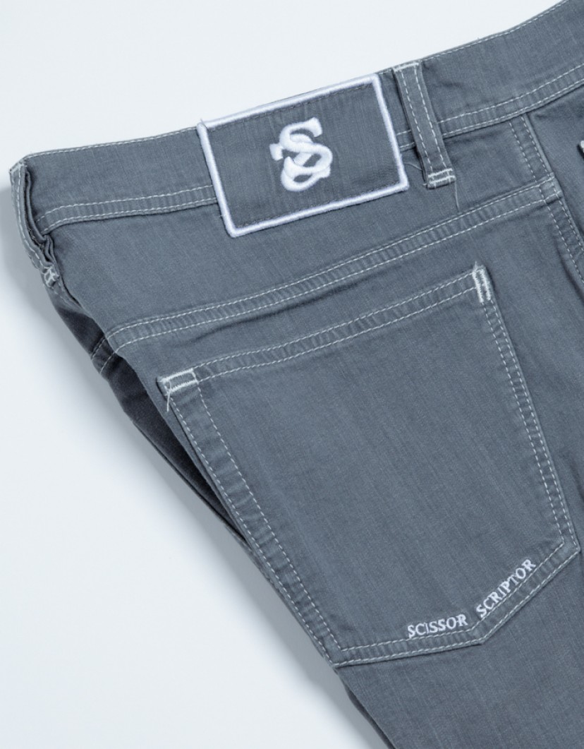 Scissor Scriptor Grey Jeans With White Detais image
