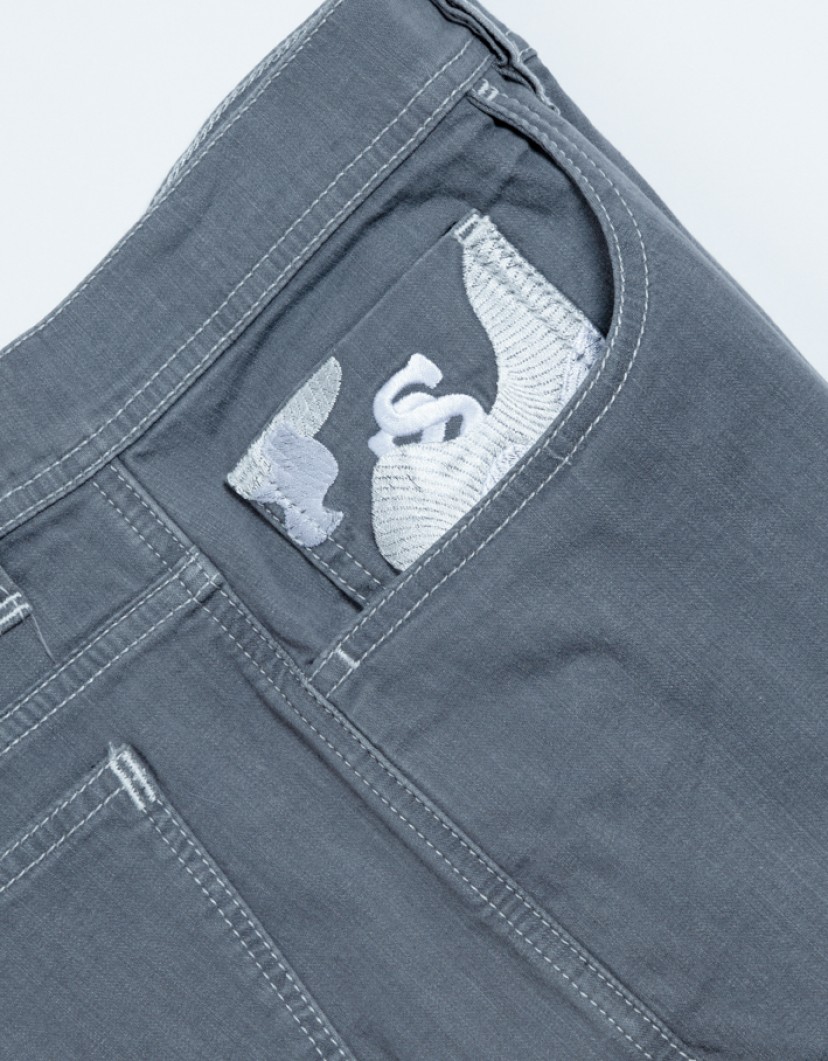 Scissor Scriptor Grey Jeans With White Detais image