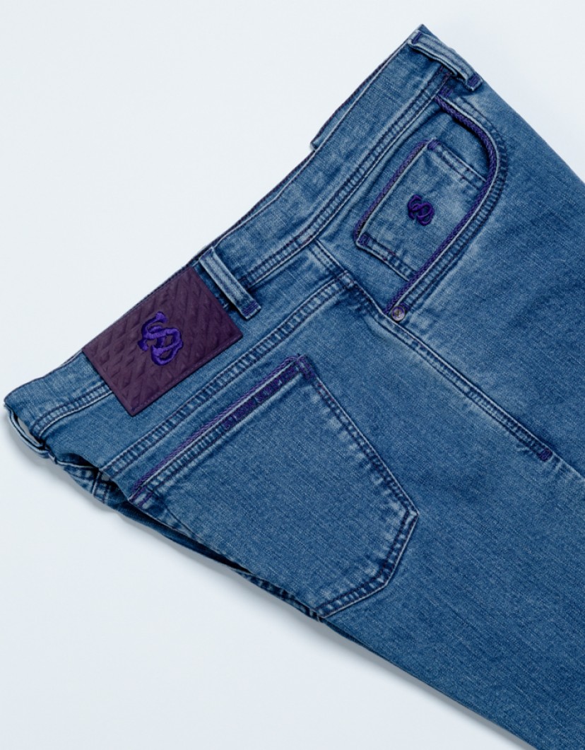 Scissor Scriptor Jeans With Purple Details image