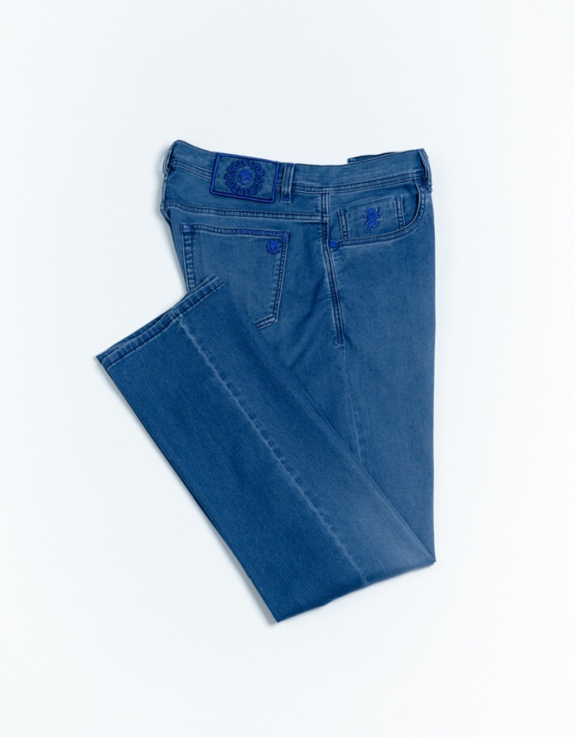 Scissor Scriptor Blue Stretch Jeans With Blue Details image